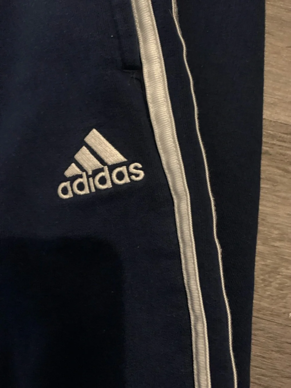 adidas Navy Sweat Joggers with White Side Stripes - Picture 3 of 5